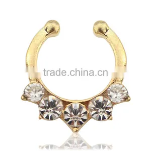2017 Septum Clicker,Fake Septum Ring,Nose Ring Body Piercing Jewelry With Gems thumbnail-4