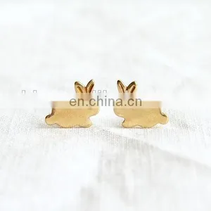 Teeny Tiny Gold Bunny Stud Earrings Easter Rabbit Stud Earrings Simple Modern Jewelry thumbnail-1