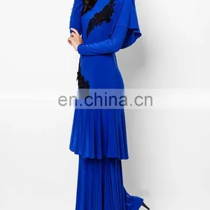 100% Polyester Beaded Light Blue Wholesale Price Muslim Dress thumbnail-5