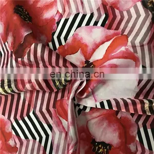 Factory Direct Sales Garment Digital Printed 100%Silk Crepe Satin Fabric thumbnail-3