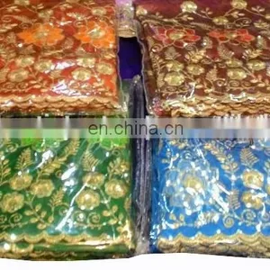 Nigerian African Dubai Indian Taffeta Sequins Work George Wrappers With Blouse thumbnail-2