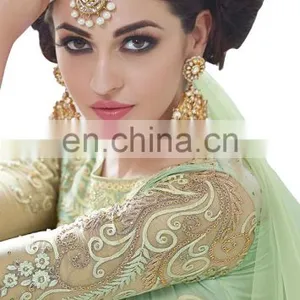 2017 Women's Party Wear Net Heavy Embrodiery Anarkali Suits Dress Material (Semi-Stitched Suits 2017) thumbnail-5