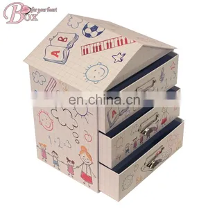 Cardboard House Shaped Drawer Clothes Office Files Storage Box thumbnail-3