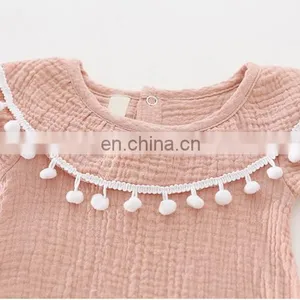 Lovely Whosale Newborn Baby Clothes Summer Linen Baby Clothes Romper thumbnail-3