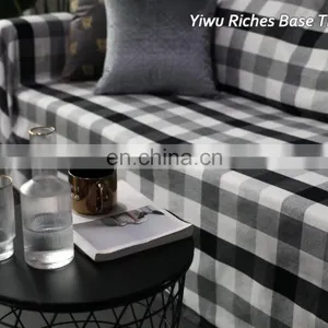 Custom Black and White Checker Sofa Protector Cover 100% Cotton Soft Plush Couch Cover thumbnail-1