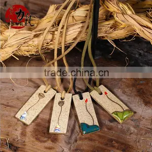 2015 Hot Selling Spring Ceramic Pendant Necklaces Silver Gold Plated Stainless Steel Couple Chain thumbnail-1