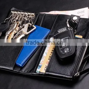 Top Oil Wax Cowhide Leather Car Key Case Key Holder for Men Multi-functional Wallet With Wristlet thumbnail-3