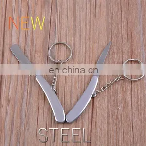 Full Stainless Steel Mini Pocket Knife Folding Blade Knife With Key Ring thumbnail-1
