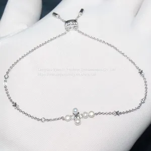 S925 Sterling Silver Bracelet Female Diamond Freshwater Pearl Cross Bracelet thumbnail-2