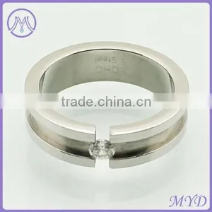 Fashion Jewelry Mens CZ Zircon Crystal Stainless Steel Jewelry Finger Ring thumbnail-3