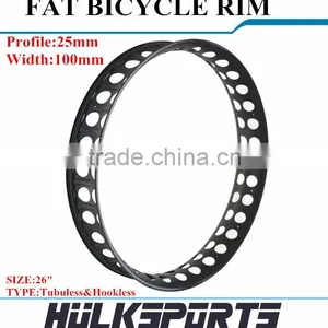 Bicycle Parts Carbon 26ER Profile 25mm Fat Wheel Rims Width 100mm Carbon Fiber Wheels Tubuless Hookless Rims Fat Bike Wheels Quality Choice thumbnail-1