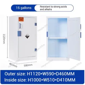 Hengna Compact PP Acid Alkali Storage Cabinet – 15 Gallon, White Porcelain, 1 Shelf, 1120x590x460mm for School/Workshop thumbnail-1