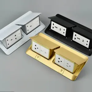 Double Row Flip up Power Electrical Floor Outlet Box Socket Combination thumbnail-3