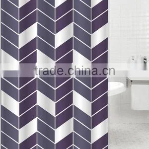 Red and Gray Blocks Printed 100% Polyester Shower Curtain for Hotel, Family, Waterproof Bath Curtain thumbnail-3