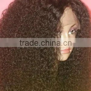 Afro Curly Natural Color 100% Remy Brazilian Human Hair Full Lace Wigs thumbnail-1