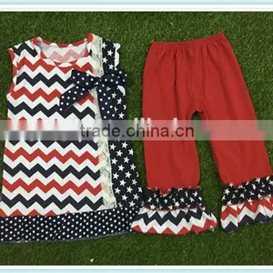 Girls Boutique Summer Clothing Sets Girls July 4th Outfits Pettiskirt and Capris Outfits Kids Clothes thumbnail-2