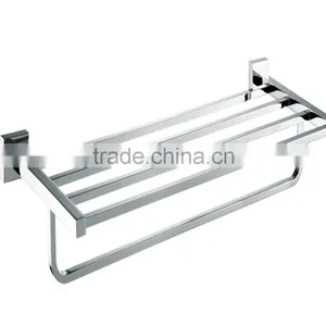 Chrome Brass Wall Hanging Double T Bathroom Glass Shelf 93612 thumbnail-2