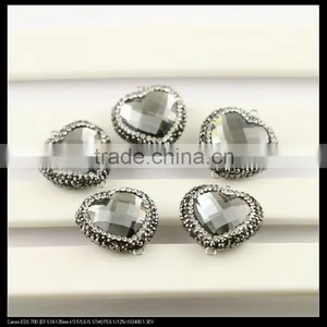 LFD-0081B Heart Shape Faceted Crystal Glass Connector Beads, With Crystal Paved Glass Beads Pendant Charms, For Jewelry Making thumbnail-1