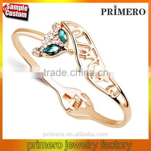 Genuine Austrian Crystals Gold Plated Fox Bangle Bracelet Jewelry thumbnail-1