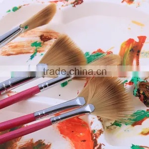 Wholesale 5pcs Set Fan Shape Red Wooden Handle Artsit Paint Brush In Stock thumbnail-5