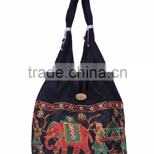 Cotton Fabric Embroidered Shoulder Bag thumbnail-1