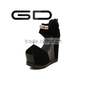 GDSHOE 2016 Ladies Sexy Rubber Wedge Shoes and Peep Toes High Heel Andals thumbnail-4