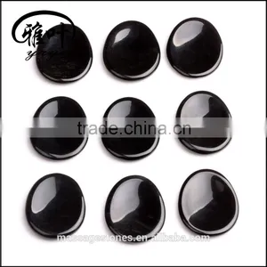 45*35*7mm Wholesale Black Obsidian Worry Stones Massage Stones thumbnail-1