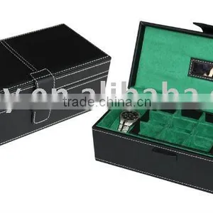 Whoelsale Black Leather Gift Cufflinks Box thumbnail-1