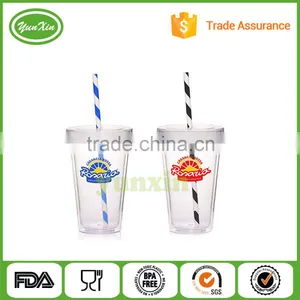16oz Cheap Wholesale Double Wall Promotion Acrylic Tumbler With Lid and Straw thumbnail-1