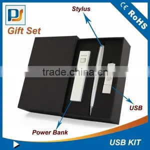Metal Power Bank and Usb Disk and Stylus Pen Made Custom Business Gift Set thumbnail-6