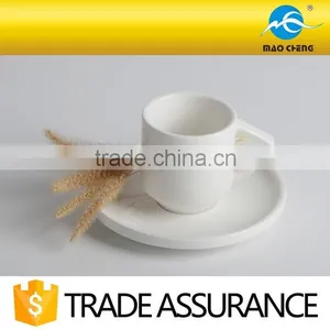 White Durable Ceramic Rimmed Espresso Cup With Saucer thumbnail-1