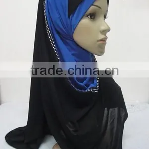 H287 New Style Two Tone Hoody Shawl,fashion Muslim Hijab thumbnail-4