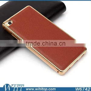 For Huawei P8 Luxury Aluminum Bumper Leather Back Cover Mobile Phone Case thumbnail-5