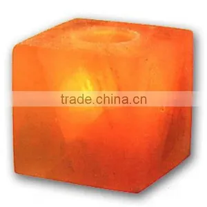 Himalayan Salt Candle Holder , Salt Box Shape Candle Holder , Pink Salt Candle Holder thumbnail-1