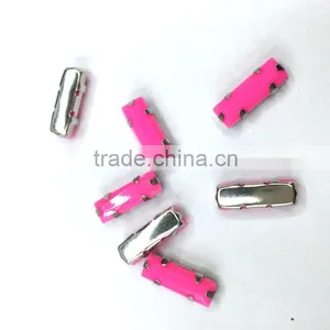 5*10mm Baguette Rectangle Acrylic Rhinestone Claw Setting Brass Nail Gems Silver Sew on DIY Garment Accessories Craft Pink thumbnail-1
