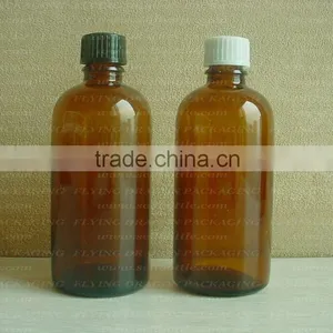Amber Essential Oil Bottle With Plastic Cap , Glass Bottle, Cosmetic Bottle thumbnail-1