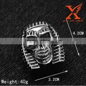 In Stock 316L Stainless Steel Jewelry Men's Garden Flower Classic Indian Skull Ring for Man Punk Style thumbnail-2