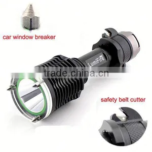 1158 New Design!! XM-L T6 LED Ultra Power Aluminum Torch Light Seat Belt Cutter Flashlight for Car thumbnail-4