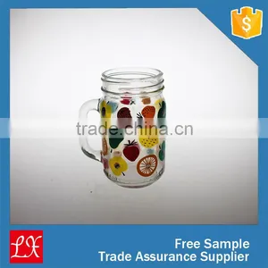 Decal 12 oz Mason Jar Drinking Glass With Handle thumbnail-1