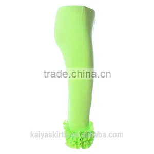 Hot Sale Baby Girl Lime Bodysuit Ruffle Pant Kids 3/4 Length Capri Wholesale Icing Pants thumbnail-2