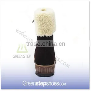 Fur Boots Chocolate Cow Suede Leather Boots Women 2015 thumbnail-4
