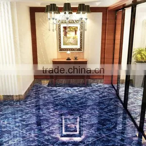 32x32 Super Glossy Blue Polished Porcelain Floor Tile thumbnail-3