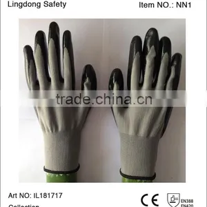 10 Gauges Nylon Knitted Working Glove With Black Nitrile Coated thumbnail-2