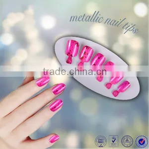 Free Samples Metallic Colored Acrylic Artificial Nail Tips Christmas Decoration Full Cover Color Manicure Fake Nail Tips Quality Choice thumbnail-3