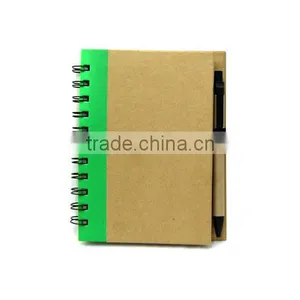 Spiral Binding Brown Paper Notebook With Pen thumbnail-1