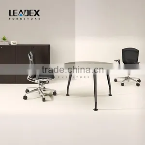 Office Table With Glass Top Round Metal Frame Office Conference Table thumbnail-5