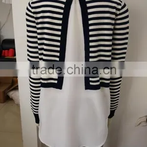 Ladies' Knitwear 2 in 1 With Woven Vest Inside thumbnail-2