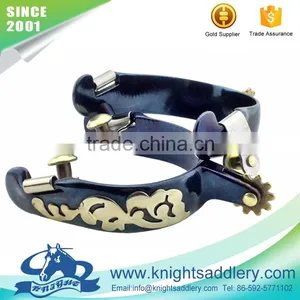 New Design Gun Blue Decorative Western Style Horse Spurs thumbnail-1