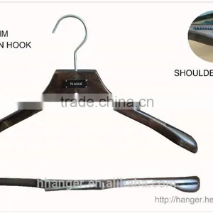 The HEAD Square Top Basic Antique Walnut Wooden Jacket/coat Hanger With Anti Slip Shoulder Insert, 16" or 18" for Display thumbnail-1