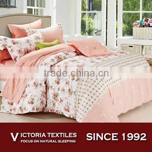 Coral Pink Bedding For Girls Flower Twin Duvet Cover Set 100% Cotton thumbnail-1